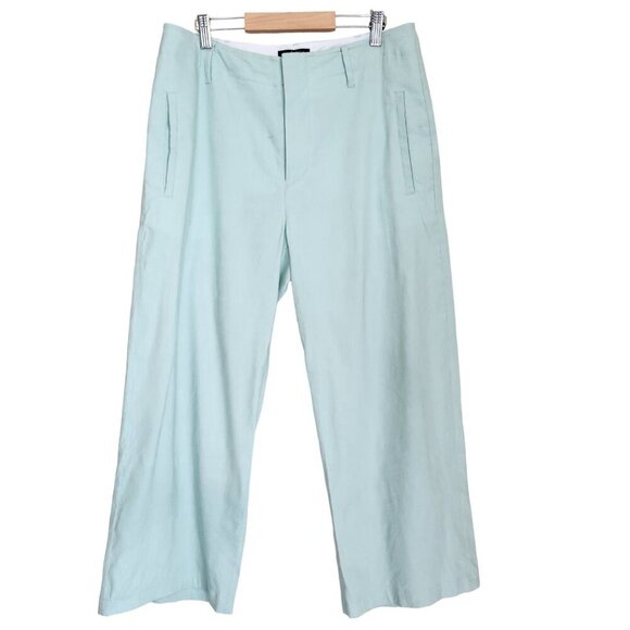 Rag & Bone Dylan Cropped Linen Wide Leg Pant Mint Green Size 8 Casual Business - Picture 13 of 13